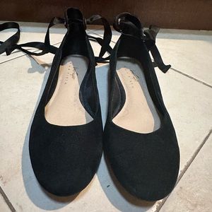 Black Tie Up Ballet Flats